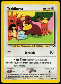 Teddiursa 65/75 Common Neo Discovery Pokemon Card - Image 1