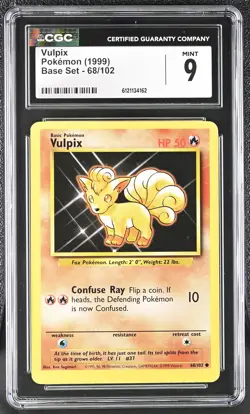 CGC 9 MINT Vulpix 1999 Base Set 68/102 Pokemon Card - Image 1