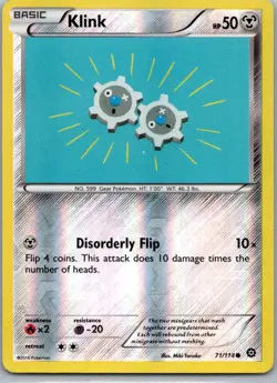 Pokemon TCG Klink 71/114 Steam Siege Rev Holo LP - Image 1