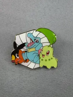 Pokemon Ascended Heroes Starter Totodile Chikorita Tepig Trio Enamel Pin NEW - Image 1