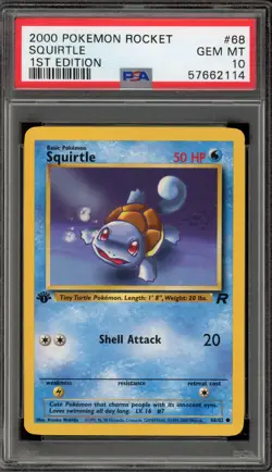 Pokemon Squirtle Team Rocket 1st Edition #68 PSA 10 Gem Mint - Image 1
