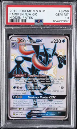 2019 POKEMON SUN & MOON HIDDEN FATES #SV56 FULL ART/GRENINJA GX PSA 10 - Image 1
