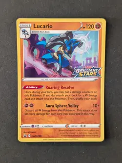 Pokemon TCG Lucario SWSH186 Pre release Promo Brilliant Stars - Image 1