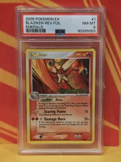 PSA 8 NM-MT Blaziken reverse holo - Pokemon EX Emerald 1/106 - Image 1