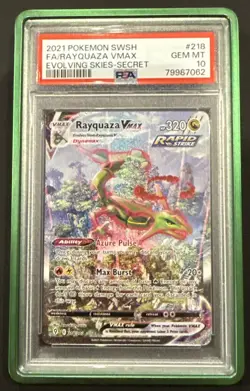 Pokemon 2021 Rayquaza VMAX 218/203 Alt Art Evolving Skies GEM MINT PSA 10 GUARD! - Image 1