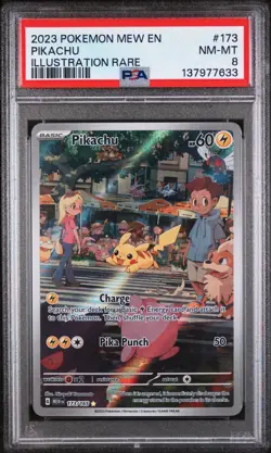 2023 POKEMON MEW EN-151 173 PIKACHU ILLUSTRATION RARE| PSA 8 - Image 1