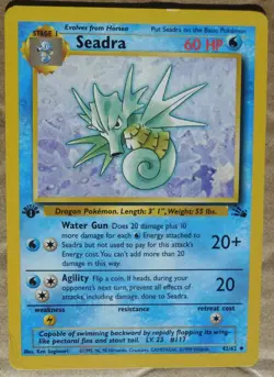 Seadra 42/62 1st Edition Uncommon Non-Holo Fossil Set Pokemon Card LP/MP - Image 1
