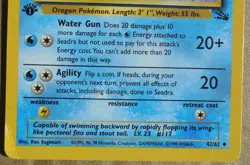 Seadra 42/62 1st Edition Uncommon Non-Holo Fossil Set Pokemon Card LP/MP - Image 3