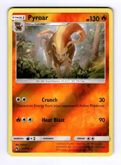 Pyroar SM - Lost Thunder #51 (2018) Rare Reverse Holo NM Pokemon - Image 1