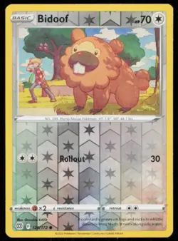 Bidoof #120/172 Reverse Holo 2022 Pokemon Brilliant Stars NM - Image 1