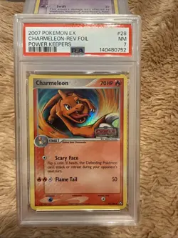 2007 POKEMON EX POWER KEEPERS 28 CHARMELEON-REVERSE FOIL PSA 7 NM - Image 1