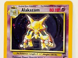Vintage 2000 Pokemon TCG Base Set 2 ALAKAZAM HOLO Rare 1/130 HP-Damaged - Image 2