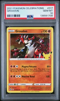 Groudon 2021 Pokemon Sword & Shield Celebrations #017 PSA 10 - Image 1