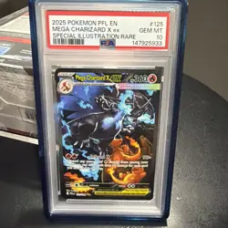 POKEMON PFL EN-PHANTASMAL FLAMES #125 MEGA CHARIZARD X EX PSA 10 2025 - Image 1