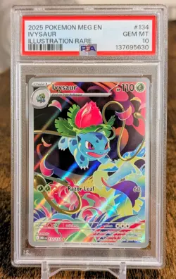 2025 Pokemon Mega Evolution 134/132 Ivysaur Illustration Rare PSA 10 GEM MINT - Image 1