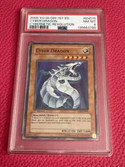 2005 Yu-Gi-Oh! Cyber Dragon CRV-EN015 — 1st Edition — PSA 8 - Image 1