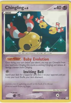 Chingling 42/123 Mysterious Treasures Pokemon Card Diamond and Pearl LP - Image 1