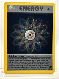 Rainbow Energy 1st Edition 17/82 Team Rocket Holo Rare 2000 - Pokemon Card Swirl - Image 1