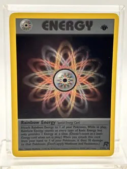 Rainbow Energy 1st Edition 17/82 Team Rocket Holo Rare 2000 - Pokemon Card Swirl - Image 3