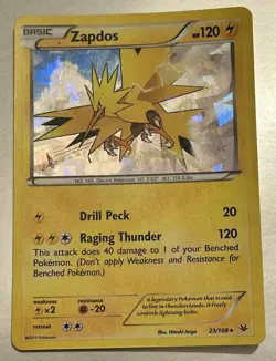 Zapdos 23/108 (Cracked Ice Holo), LP, XY Roaring Skies Promo, Pokemon TCG Cards - Image 1