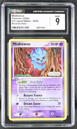 CGC 9 Misdreavus 2006 EX Legend Maker 40/92 Reverse Holo Stamped Pokemon Card - Image 1