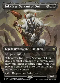 Ink-Eyes, Servant of Oni Bloomburrow Commander MTG NM borderless - Image 1