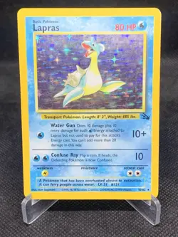 Lapras 10/62 - Fossil Unlimited Holo Rare Vintage Pokemon WOTC MP/HP - Image 1
