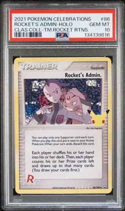 2021 POKEMON CELEBRATIONS CLASSIC COLL #86 ROCKET'S ADMIN-HOLO PSA 10 - Image 1