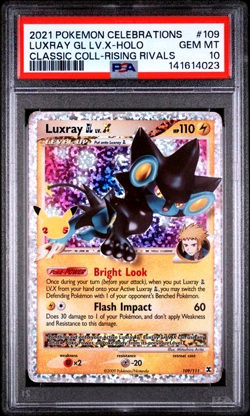 PSA 10 GEM 2021 POKEMON CELEBRATIONS CLASSIC COLLECTION #109 LUXRAY GL LV.X HOLO - Image 1