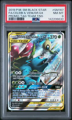 Celebi & Venusaur Gx SM167 Tag Team Tins Sm Black Star Promo Pokemon PSA 8 - Image 1