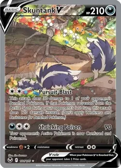 Skuntank V 181/195 Alternate Art Ultra Rare Silver Tempest Pokemon English NM - Image 1