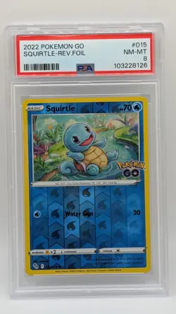 2022 Pokemon GO Squirtle Reverse Foil #015/078 PSA 8 NM-MT! - Image 1