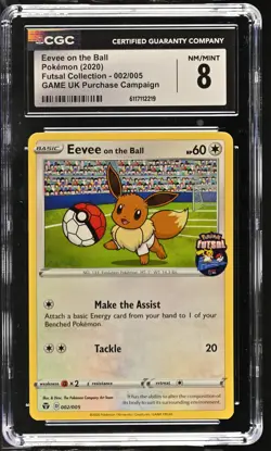 2020 Pokemon Futsal Collection Eevee on the Ball GAME UK 002/005 CGC 8 #002/005 - Image 1
