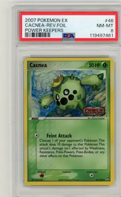 2007 Pokemon Cacnea EX Power Keepers Reverse Holo #46 PSA 8 - Image 1