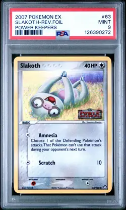 2007 POKEMON EX POWER KEEPERS #63 SLAKOTH-REVERSE FOIL PSA 9 - Image 1