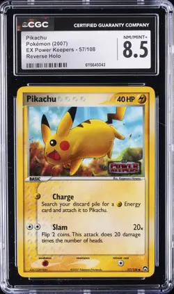 2007 POKEMON EX POWER KEEPERS REVERSE HOLO #57 PIKACHU CGC 8.5 - Image 1