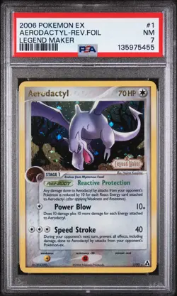 2006 POKEMON EX LEGEND MAKER #1 AERODACTYL-REVERSE FOIL PSA 7 - Image 1