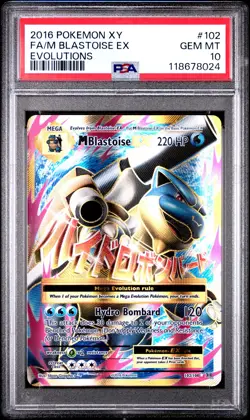 2016 POKEMON XY EVOLUTIONS #102 FULL ART/M BLASTOISE EX PSA 10 - Image 1