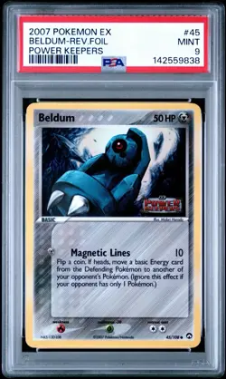 2007 POKEMON EX POWER KEEPERS #45 BELDUM-REVERSE FOIL PSA 9 - Image 1