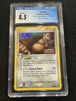 Pokemon Slaking Reverse Holo Stamped 13/108 from EX Power Keepers in a CGC 8.5 ! - Image 1