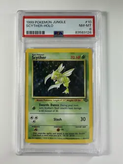 Pokemon Vintage Scyther 10/64 Jungle Unlimited Holo Rare PSA 8 - Image 1