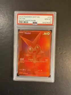 Pokemon 2025 Victini 172/086 Black White Rare White Flare Holo GEM MINT PSA 10 - Image 1