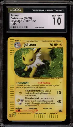 Pokemon Jolteon Skyridge Holo Rare #H12 CGC 10 Gem Mint - Image 1
