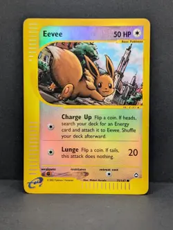 Eevee 075/147 Aquapolis Reverse Holo Rare Pokemon TCG Nintendo MP+ - Image 1