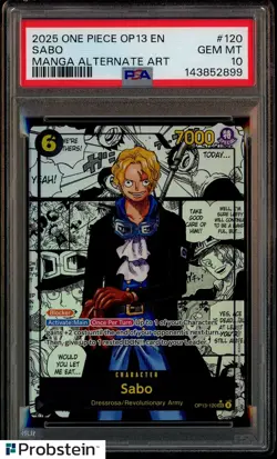 2025 One Piece OP13 EN Manga Alternate Art #120 Sabo PSA 10 GEM MINT - Image 1
