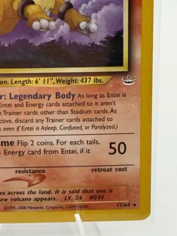 Pokemon Entei 60 HP Rare Card Neo Revelation 17/64 Regular English Unlimited - Image 3