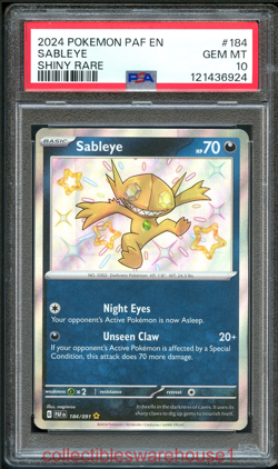 Pokemon Paldean Fates Sableye 184 PSA 10 - Image 1