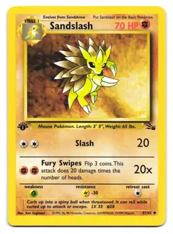 Sandslash 41/62 Uncommon Fossil Pokemon 1st Edition LP - Image 1