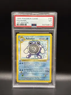 Pokemon Base Set First Edition Shadowless Poliwhirl PSA 7 - Image 1