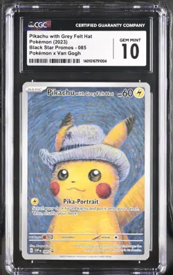 2023 Pokemon Pikachu With Grey Felt Hat Black Start Promo - 085 CGC Gem Mint 10 - Image 1